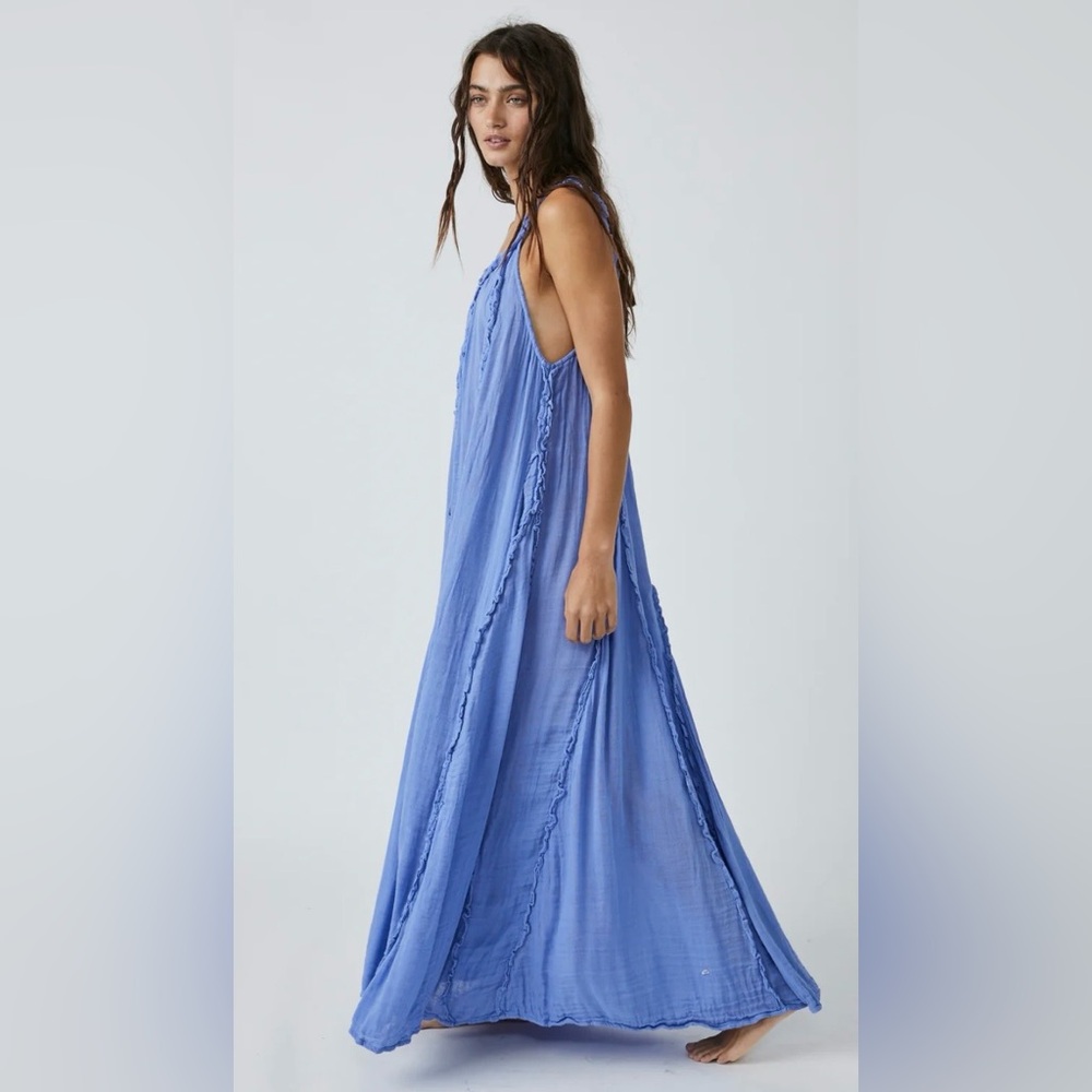 🆕 Free People McKinley Navy Blue Maxi Dress size medium - Picture 7 of 15